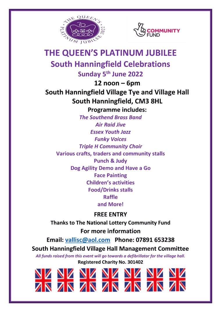 South Hanningfield Celebrations poster