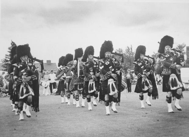 Musically and physically in unison - a marching band on parade in the 1980s